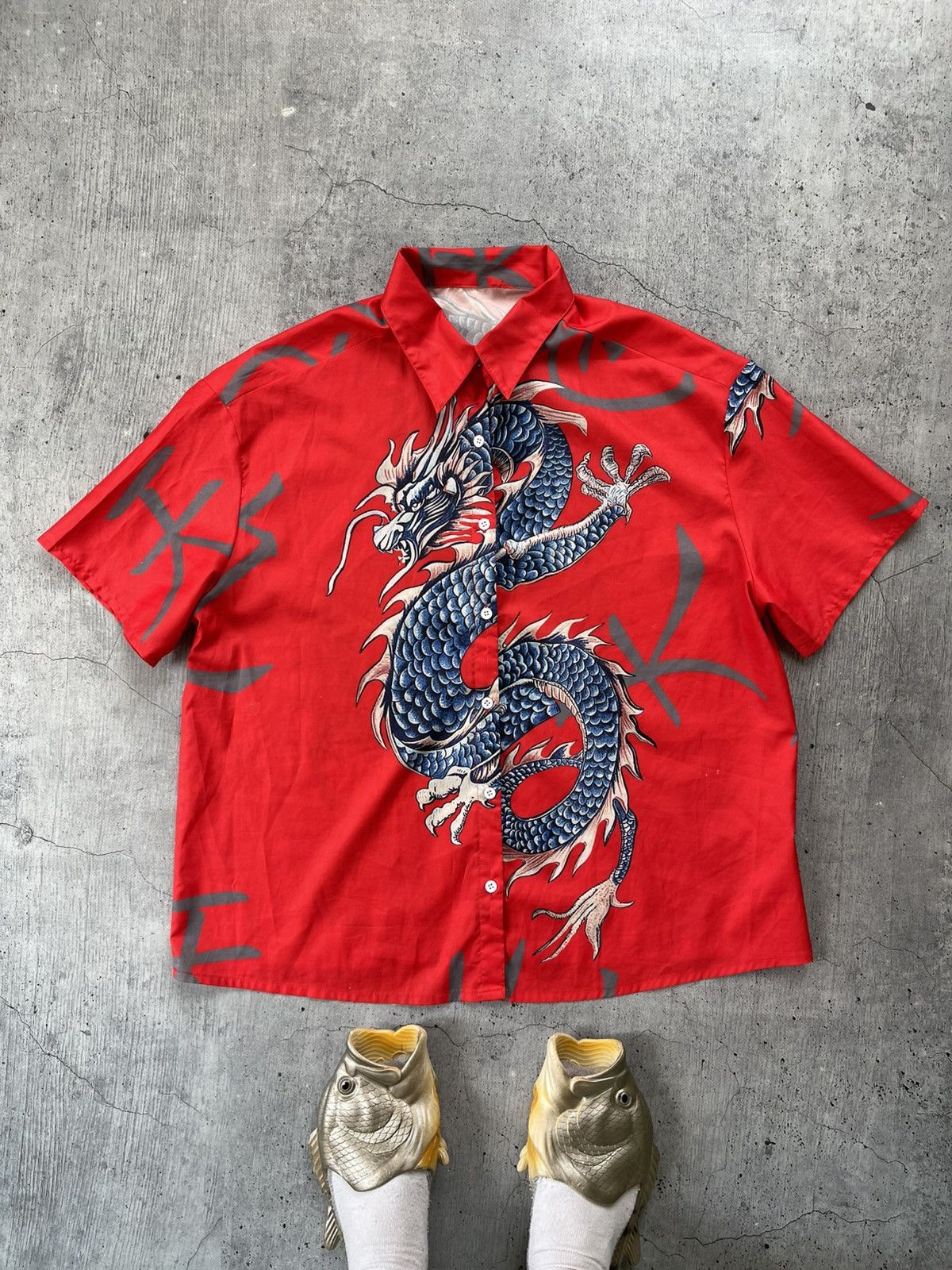 Japanese Brand × Vintage 1990s RETRO JAPAN DRAGON SHIRT Size US M / EU 48-50 / 2 - 1 Thumbnail