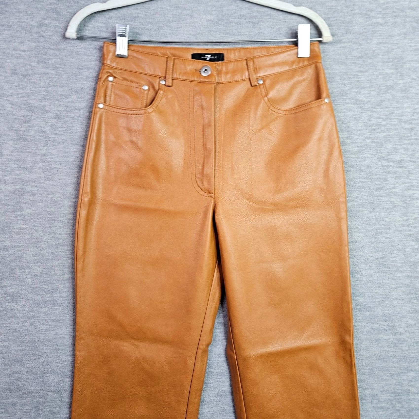7 For All Mankind 7 For All Mankind Women's Faux Leather Caramel Straight Pants S Size 28" / US 6 / IT 42 - 7 Thumbnail