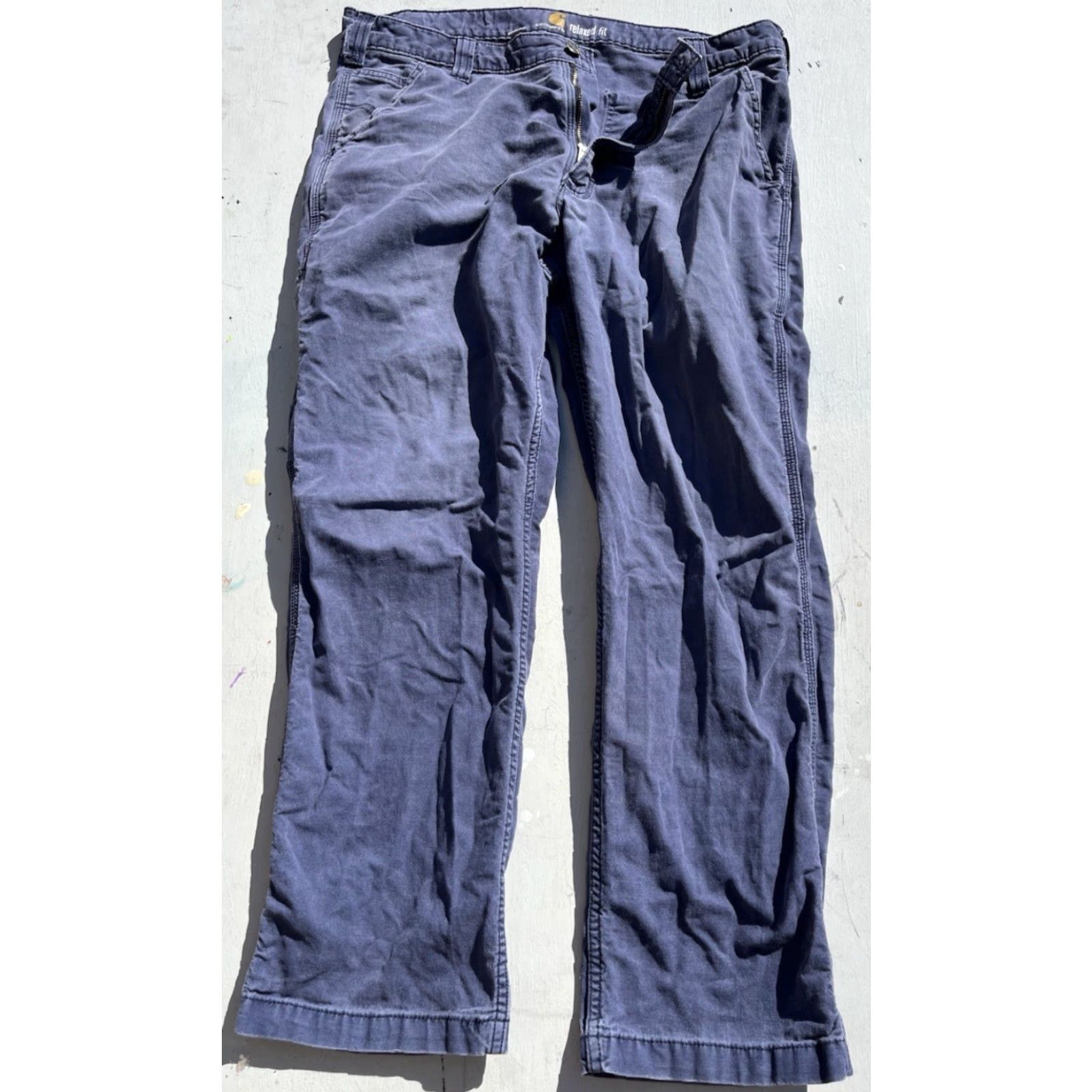 Carhartt Carhartt Pants Blue Solid 36x30 Workwear Uniform Khakis Cargo Logo Pockets Zipper Button Men’s Regular Straight Size US 36 / EU 52 - 7 Thumbnail