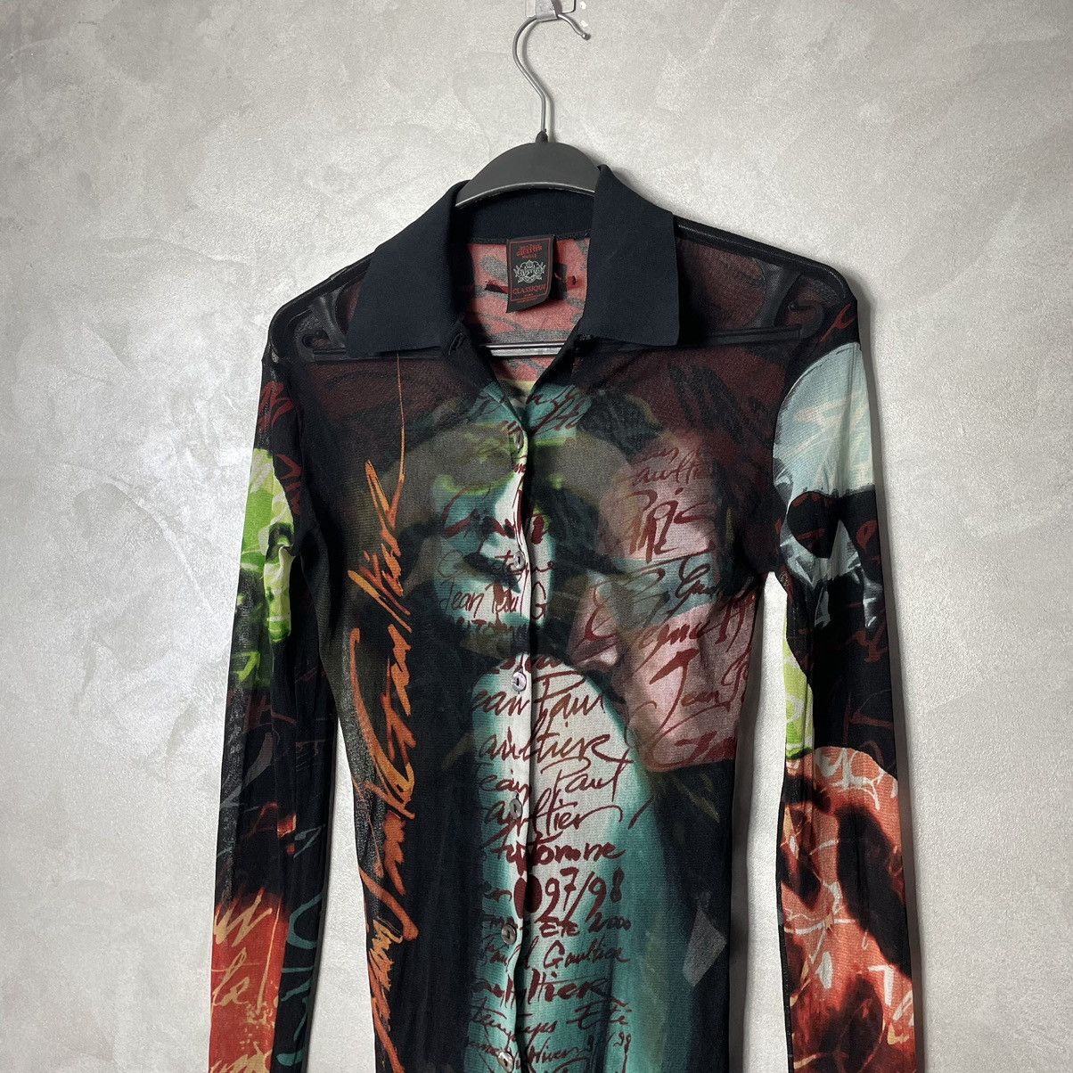 Jean Paul Gaultier FW1997 JPG Fight Racism Face Mesh Long Sleeve Shirt Size XS / US 0-2 / IT 36-38 - 9 Thumbnail