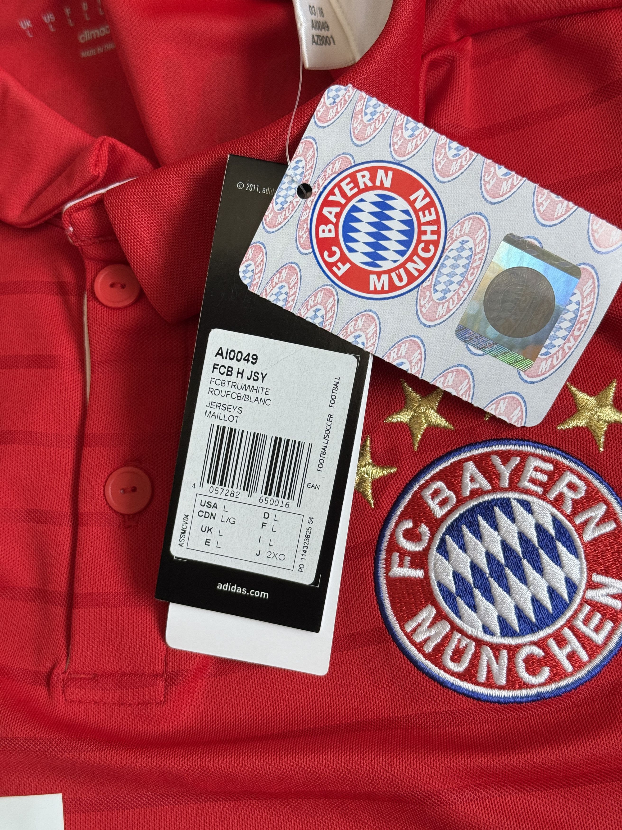 Adidas BAYERN MUNICH 2016 2017 SHIRT FOOTBALL SOCCER ADIDAS MENS L Size US L / EU 52-54 / 3 - 5 Thumbnail