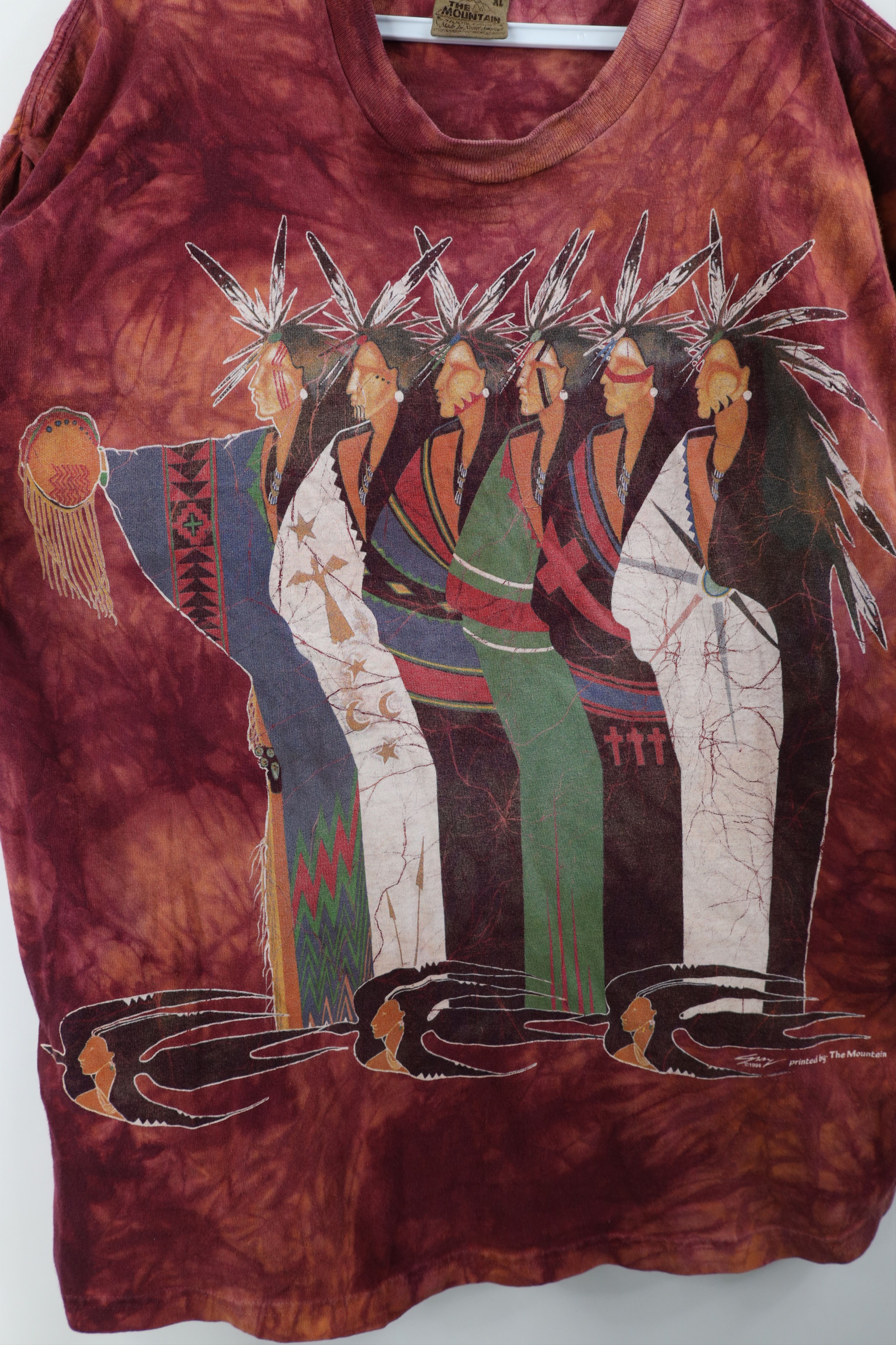 Vintage Vintage 90s Streetwear Acid Wash Native American T-Shirt USA Size US XL / EU 56 / 4 - 4 Thumbnail