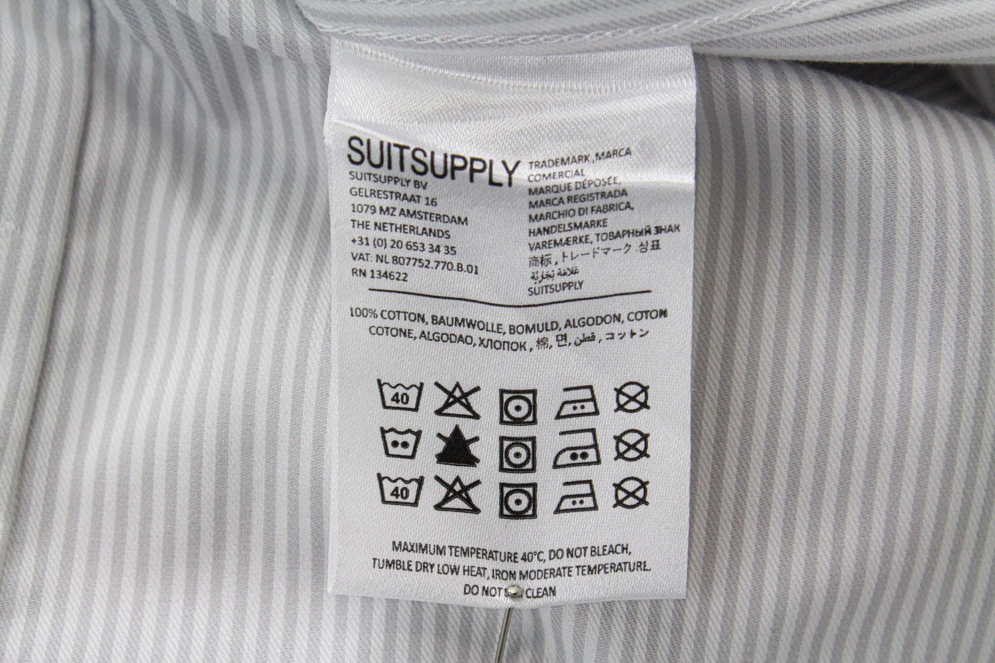 Suitsupply TRAVELLER 40/15 3/4 Slim Grey Cotton Striped 72598 Size 40R - 6 Thumbnail