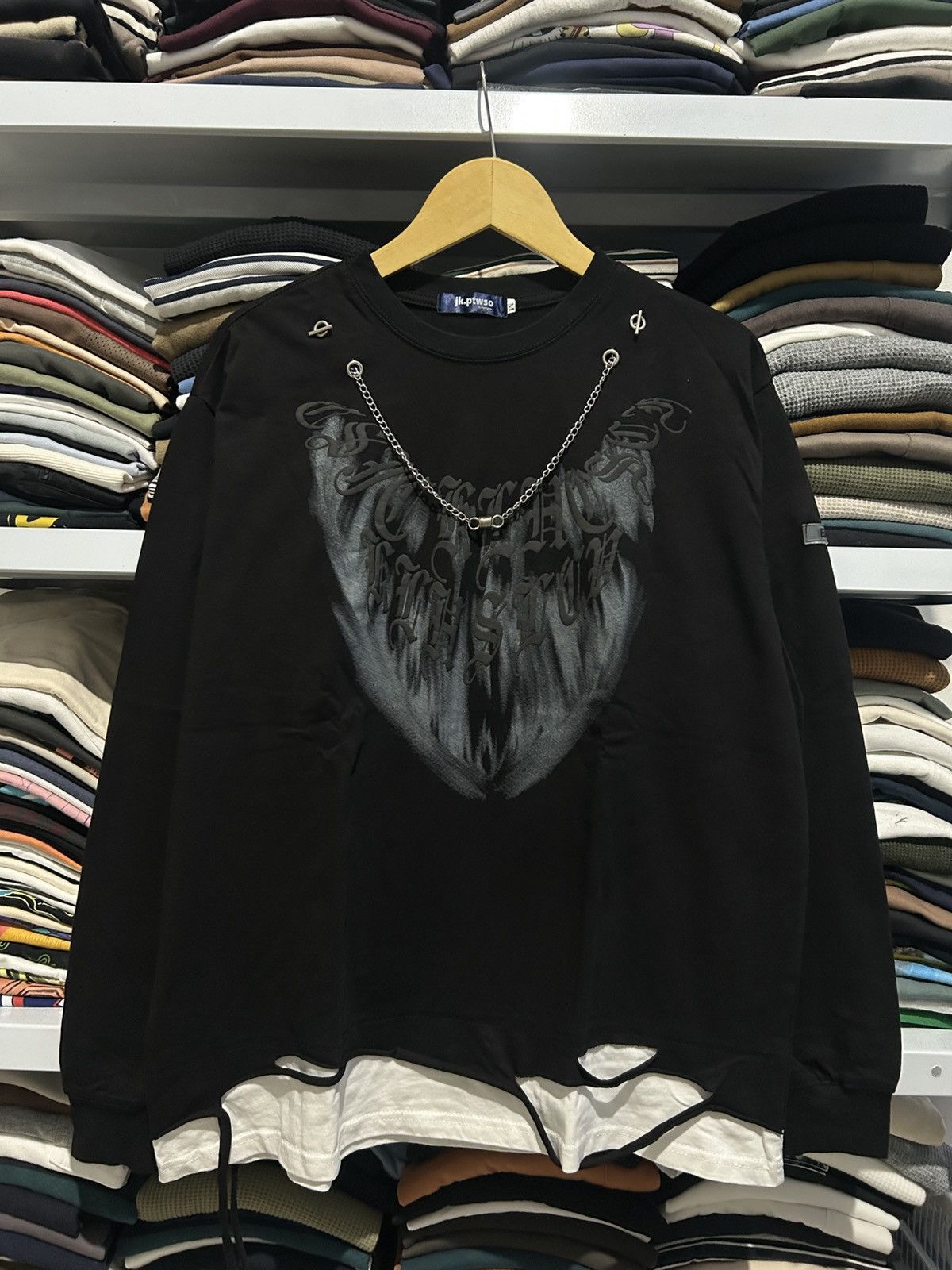 Japanese Brand chain design Layered longsleeve Size US XL / EU 56 / 4 - 1 Thumbnail