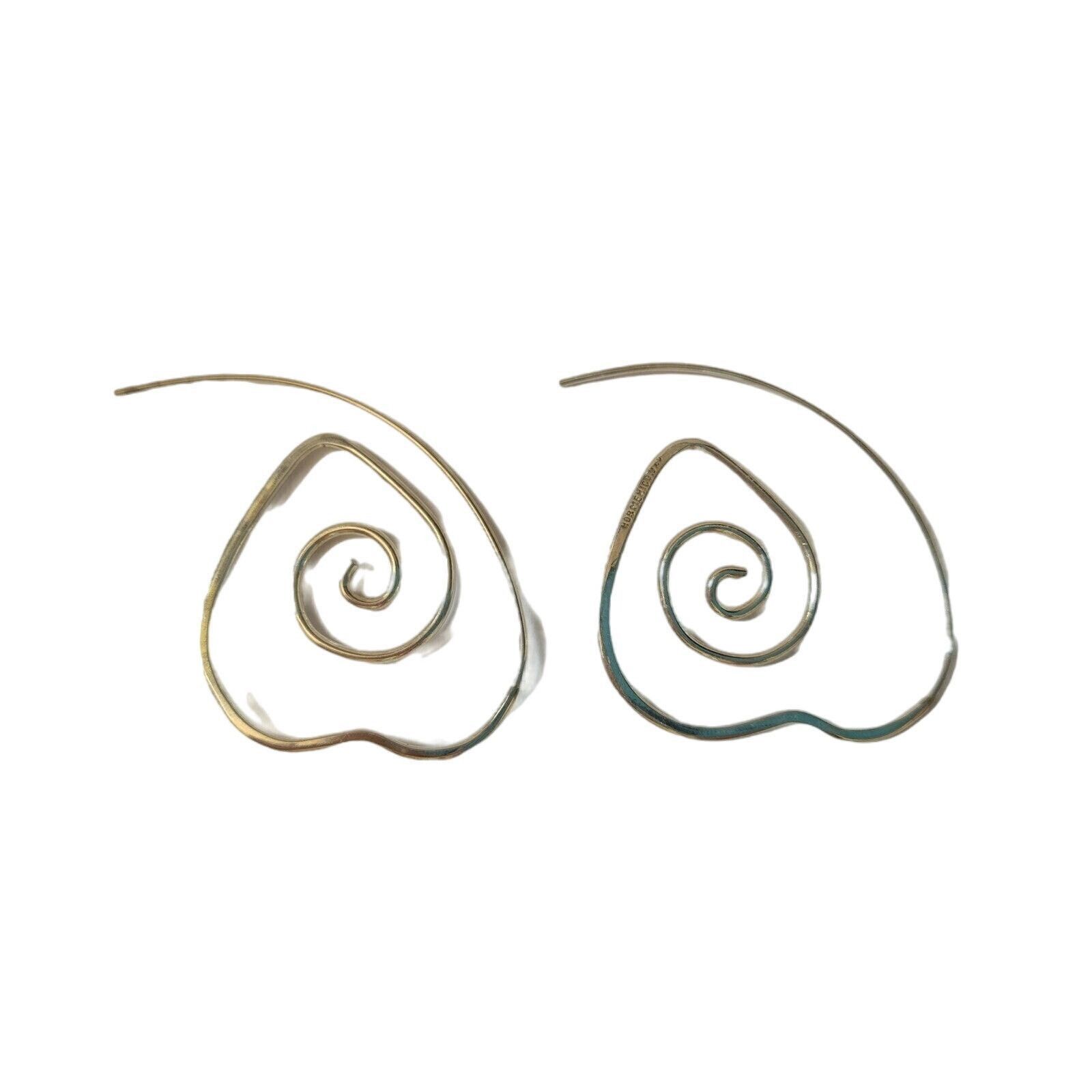 The Unbranded Brand HOB Mexico Signed Hearts Hoop Earrings Sterling Silver 925 Size ONE SIZE - 2 Thumbnail