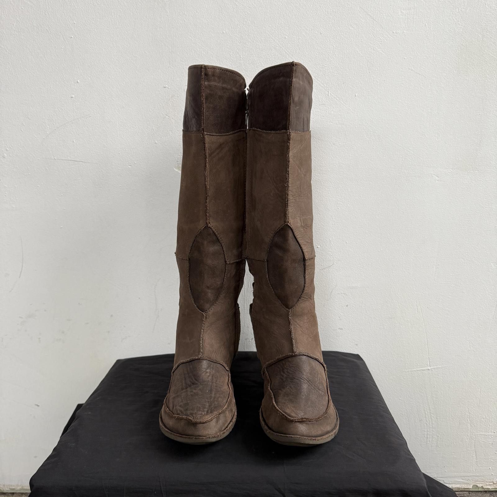20471120 Tamaris Y2K Brown Tall Riding Boots Avant Garde Size US 6.5 / IT 36.5 - 2 Thumbnail