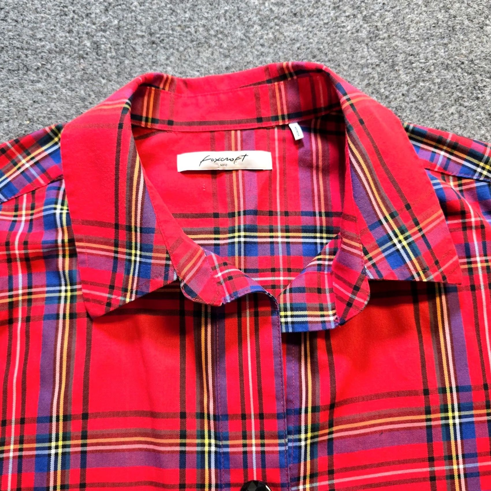 Vintage Foxcroft Top Womens Size 20W Red Plaid 3/4 Sleeve Button No Iron Career Holiday Shirt Women Size 3XL / US 20-22 - 2 Thumbnail