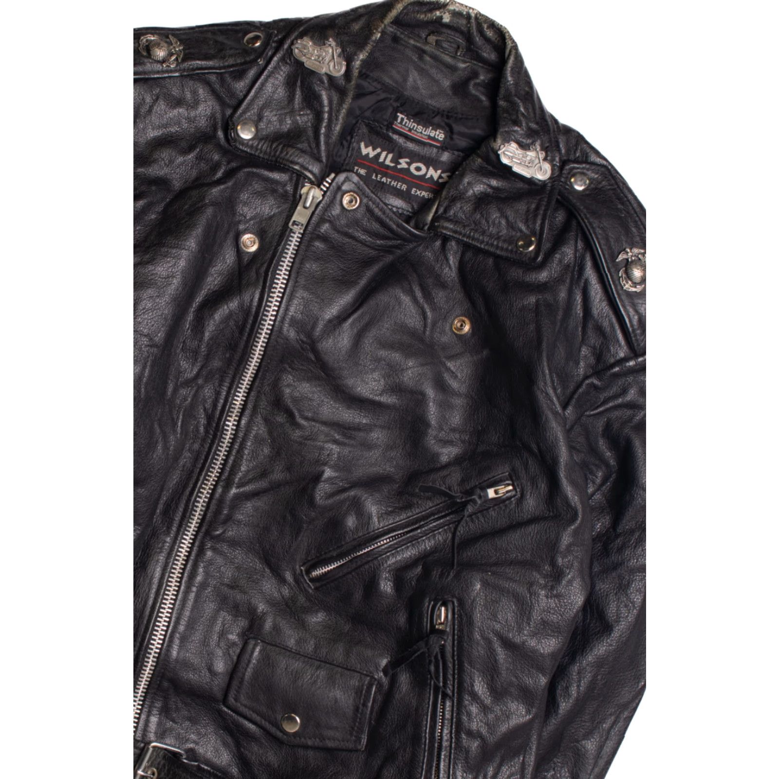 Vintage VINTAGE Wilsons Leather Jacket Black XX-Large Thinsulate Motorcycle Jacket Mens Size US XXL / EU 58 / 5 - 2 Thumbnail