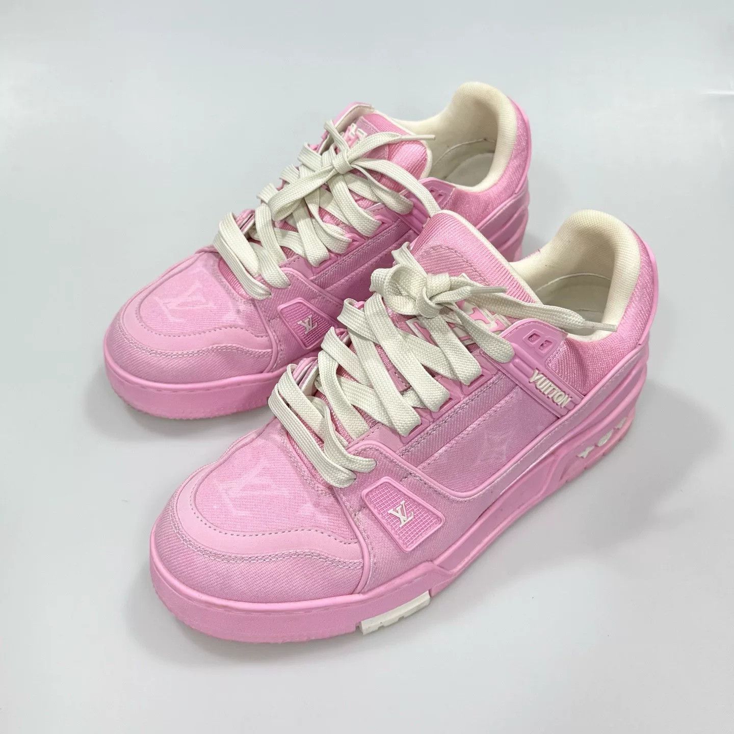 Louis Vuitton LV Trainer Pink Denim Sneakers Size US 6.5 / IT 36.5 - 1 Thumbnail