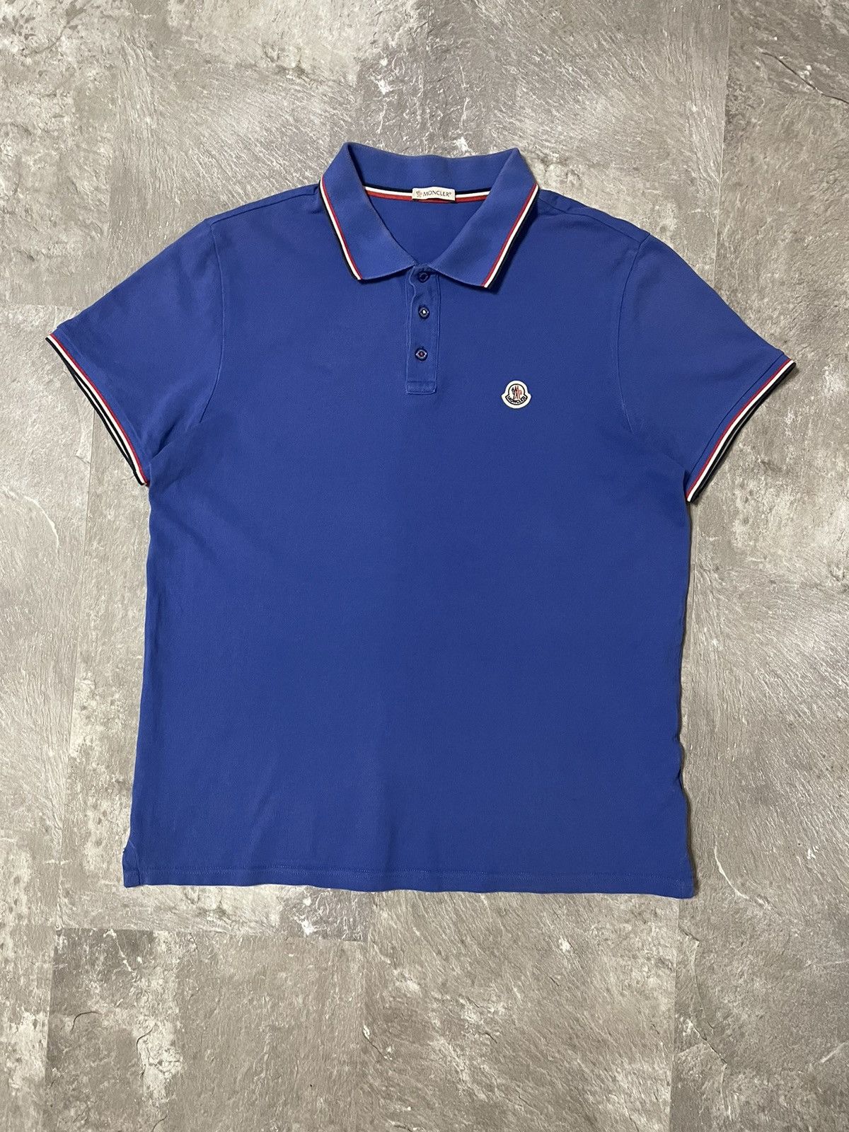 Moncler Vintage Moncler Maglia Polo Shirt Blue Logo Size XL Grailed