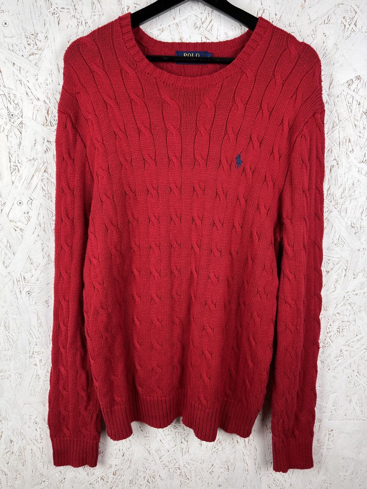 Polo Ralph Lauren Polo By Ralph Lauren Cable Knit Sweater In Red Size L Size US L / EU 52-54 / 3 - 1 Thumbnail