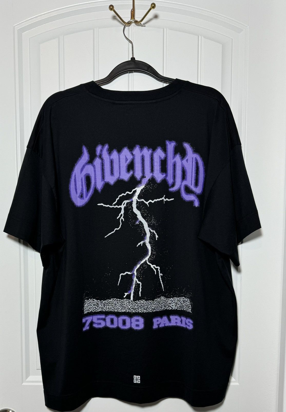 image of NWT Givenchy Lightning Bolt Logo Tee in Black, Men's (Size 2XL)