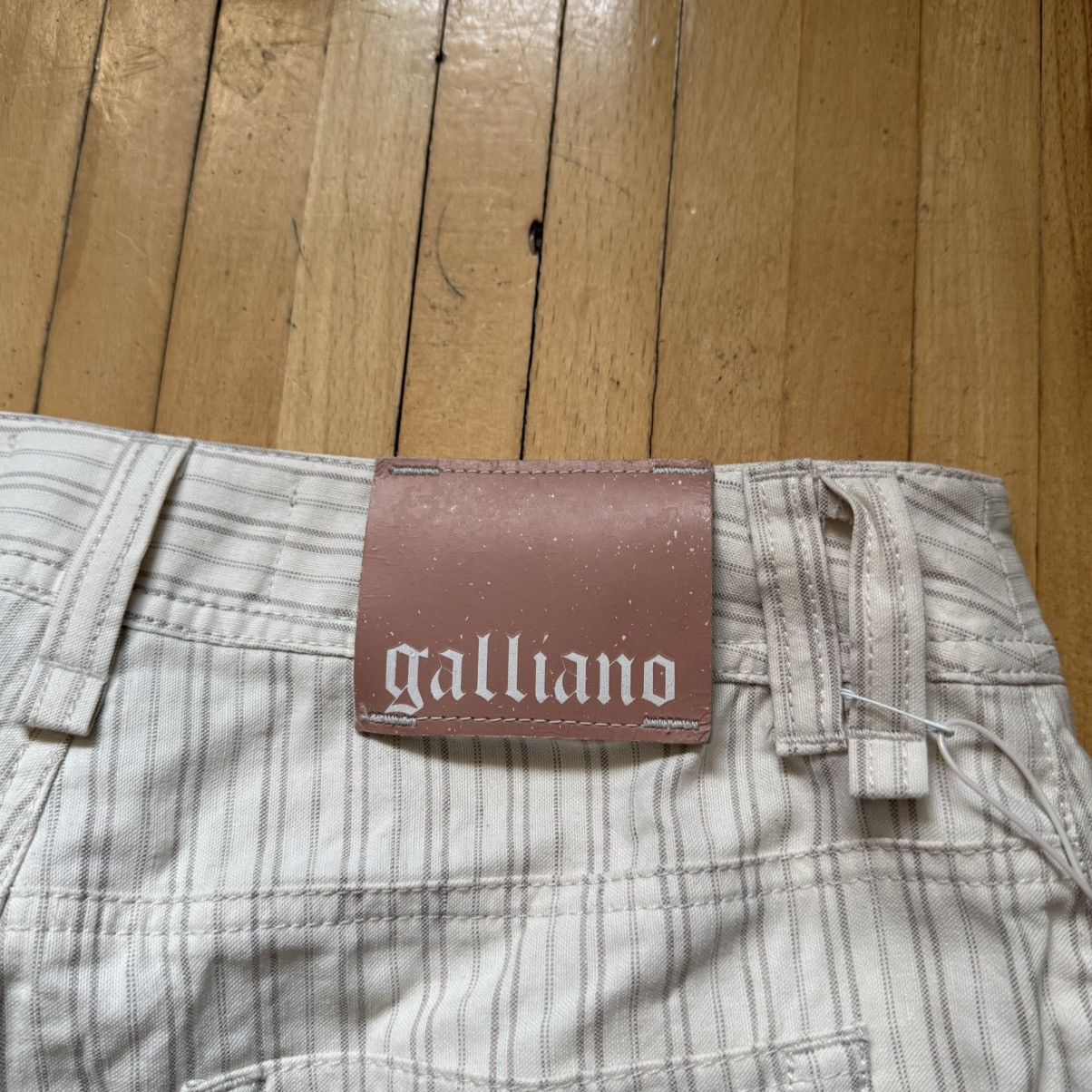 John Galliano 📌 NEW John Galliano Y2K 00s Big Logo Striped Beige Pants Size 29" - 5 Thumbnail