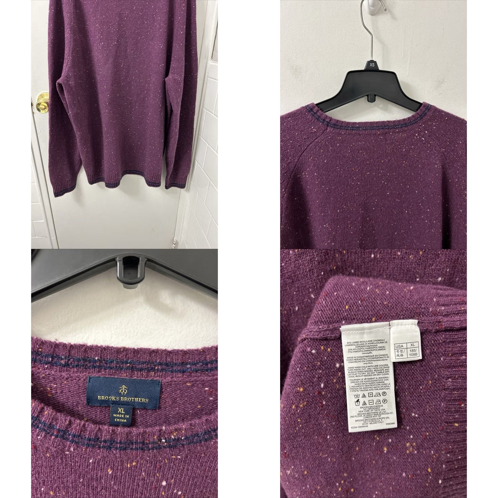 Brooks Brothers Brooks Brothers Sweater Crew Neck Pullover XL Mens Purple Lambswool Tweed Knit Long Sleeve Regular Fit L/S Knit Pullover Casual Business Vintage No Size US XL / EU 56 / 4 - 8 Thumbnail