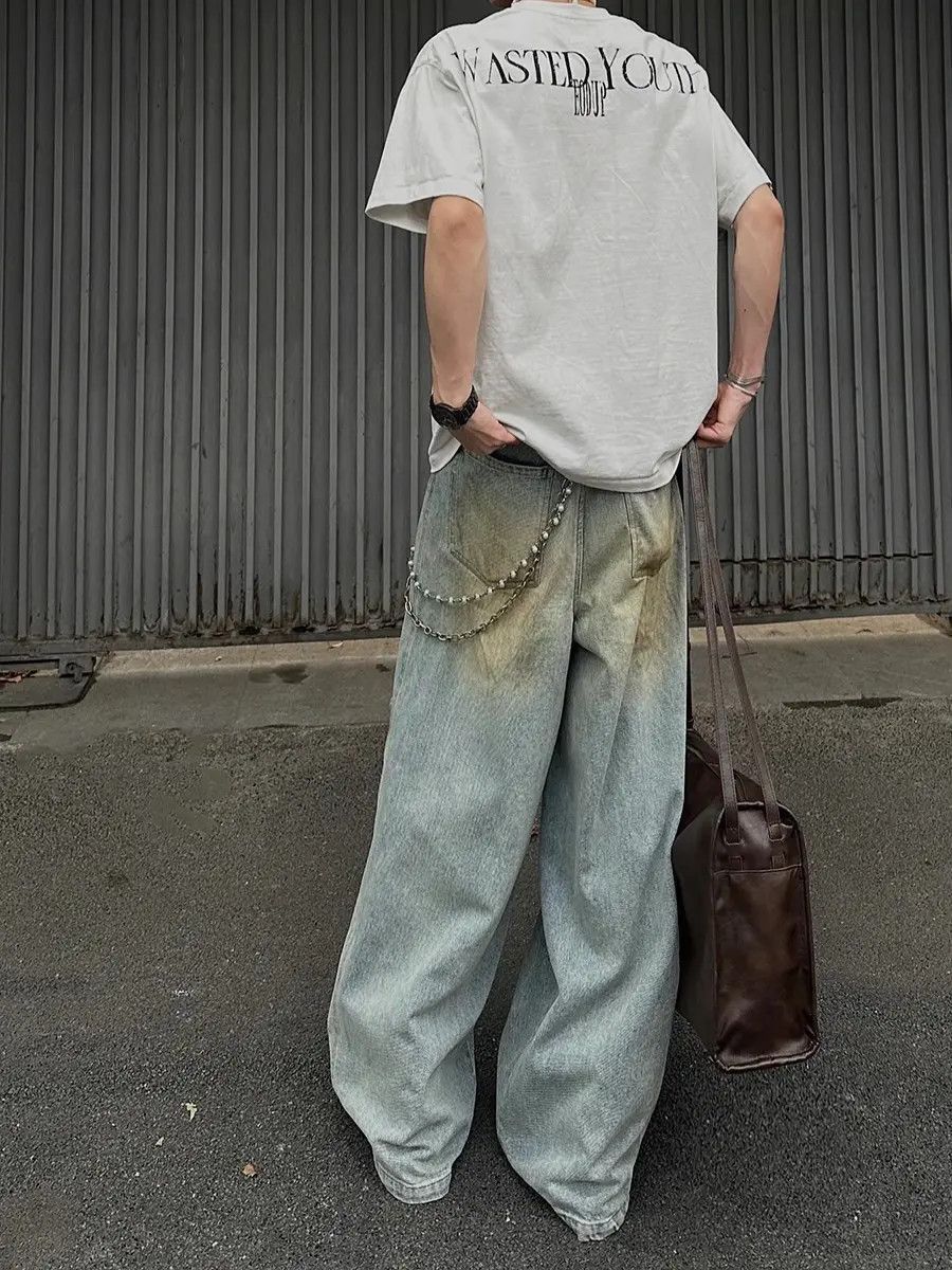 Japanese Brand Casual loose wide leg ripped jeans Size US 32 / EU 48 - 5 Thumbnail