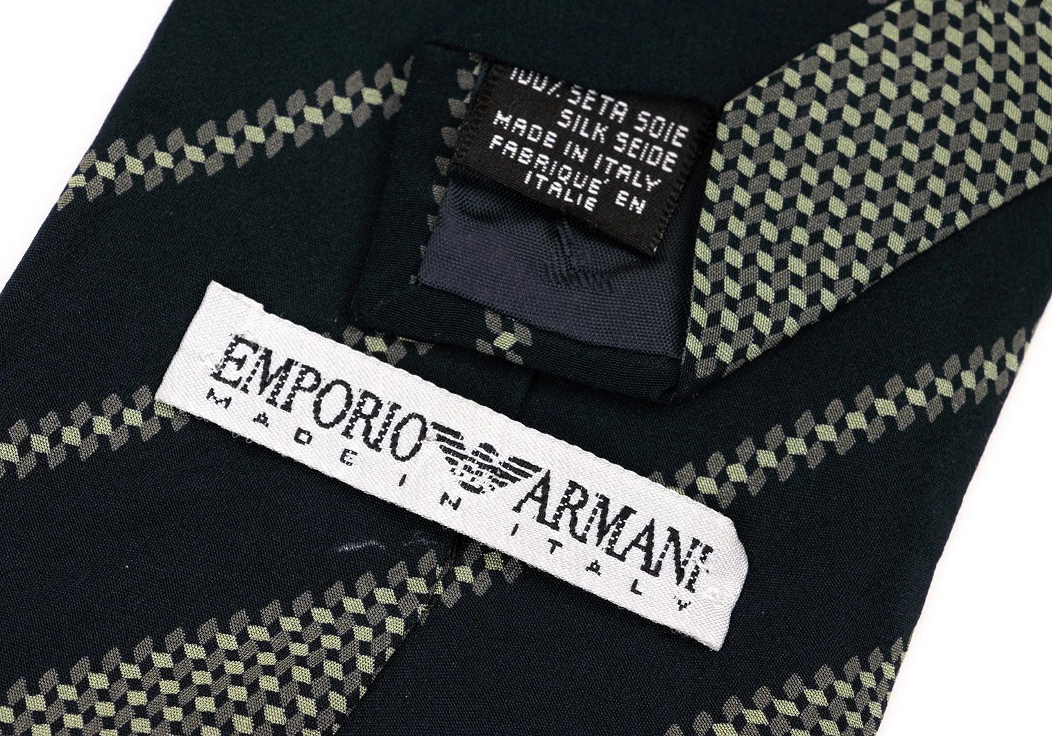 Emporio Armani Silk Graphic Print Tie in Navy Gray Size ONE SIZE - 7 Thumbnail