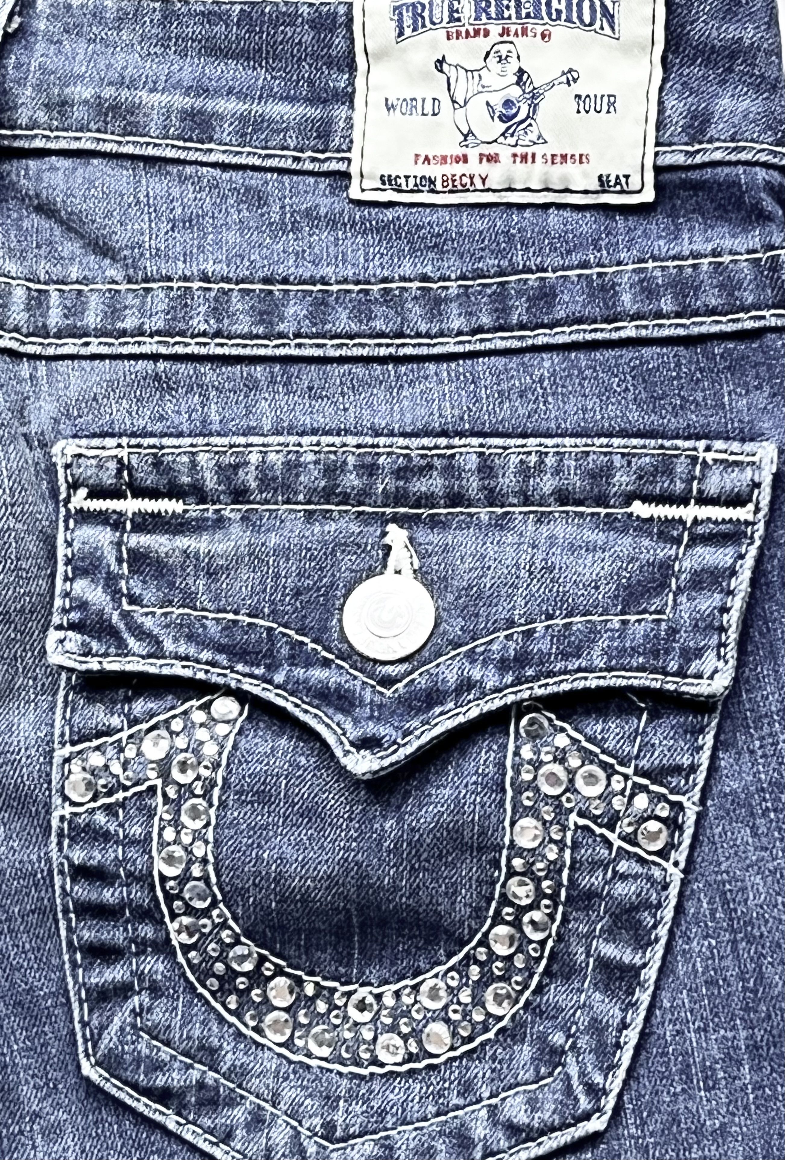 Swarovski × True Religion 🔥VTG TRUE RELIGION BECKY x SWAROVSKI GEMSTONE Stretch FLARE Size 28" / US 6 / IT 42 - 5 Thumbnail