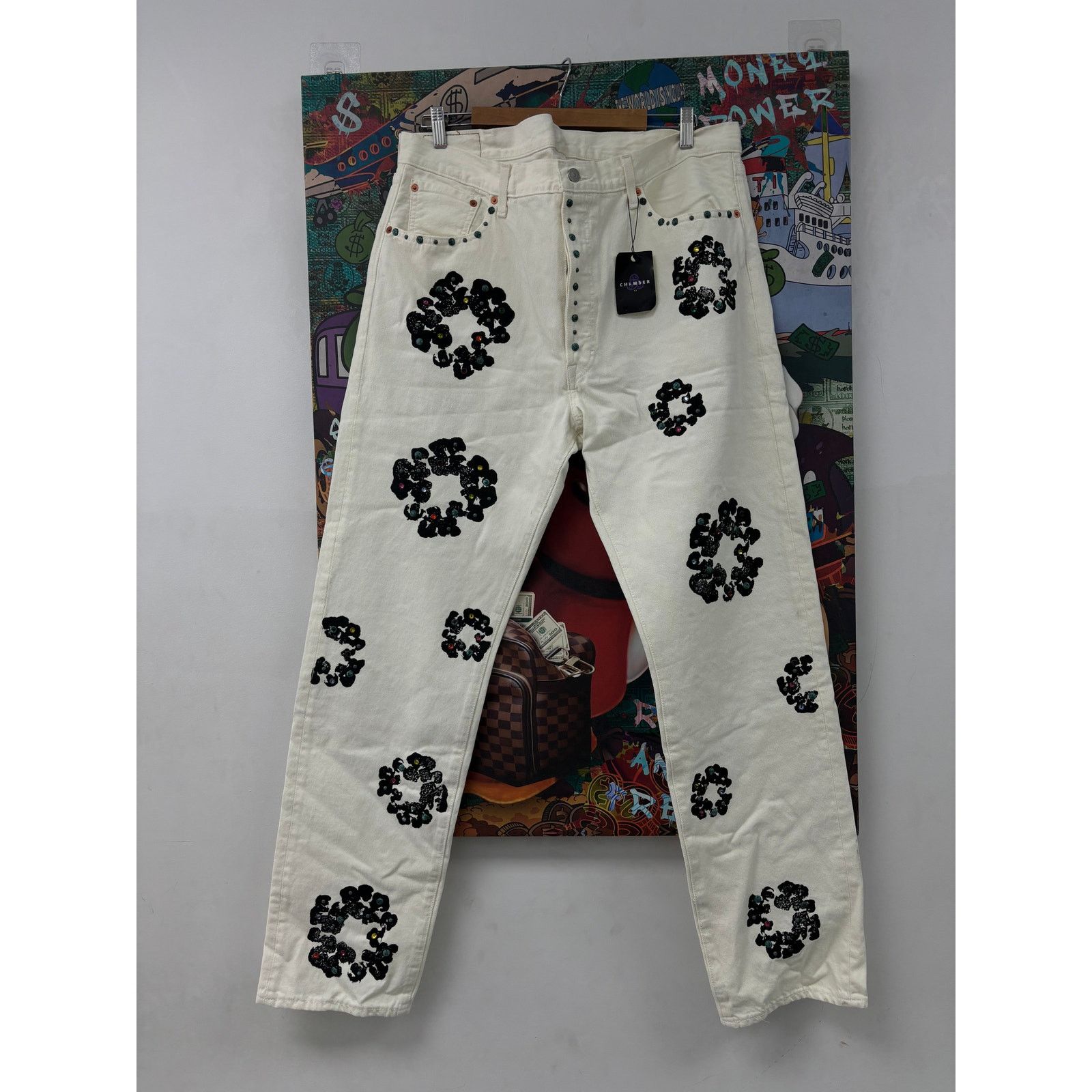 DENIM TEARS Denim Tears Studded Jeans White New 40 Size US 40 / EU 56 - 2 Thumbnail