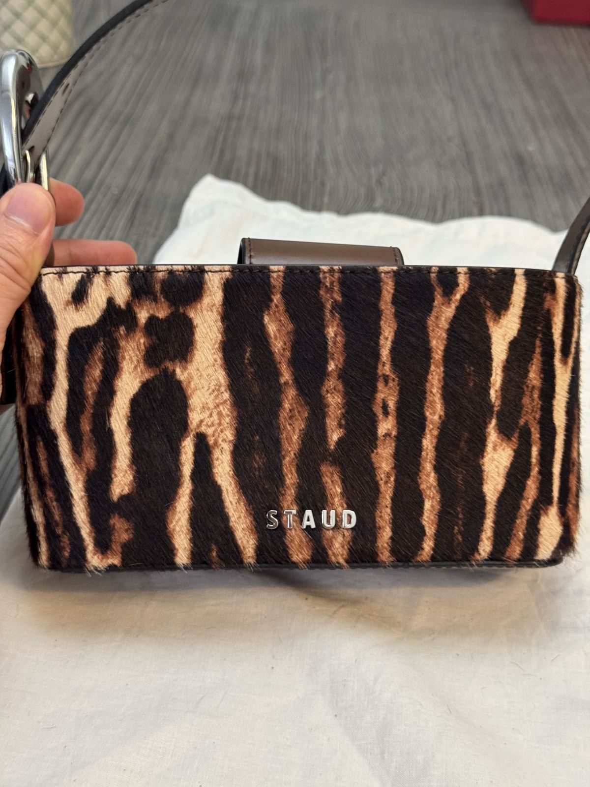 Staud STAUD Brown and Black Animal Print Shoulder Bag Size ONE SIZE - 1 Thumbnail