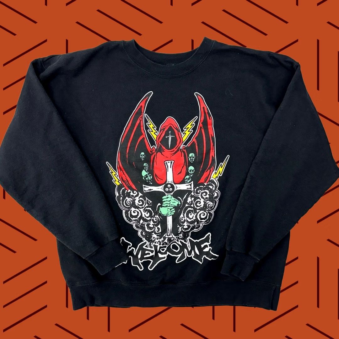 Welcome Skateboards Welcome Skate Sweatshirt Black Reaper Graphic Cross Mens Large Size US L / EU 52-54 / 3 - 1 Thumbnail