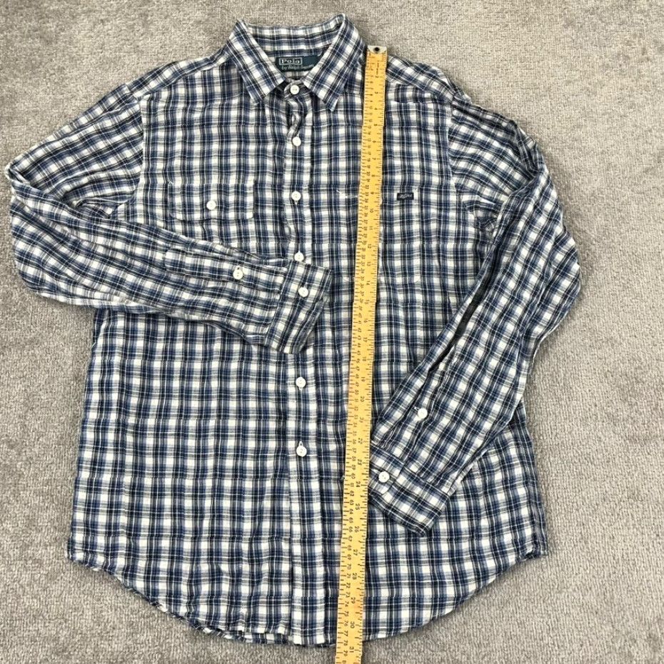 Ralph Lauren VINTAGE Ralph Lauren Shirt Mens Large Blue Plaid Linen Blend Button Up Preppy Old Money Size US L / EU 52-54 / 3 - 5 Thumbnail