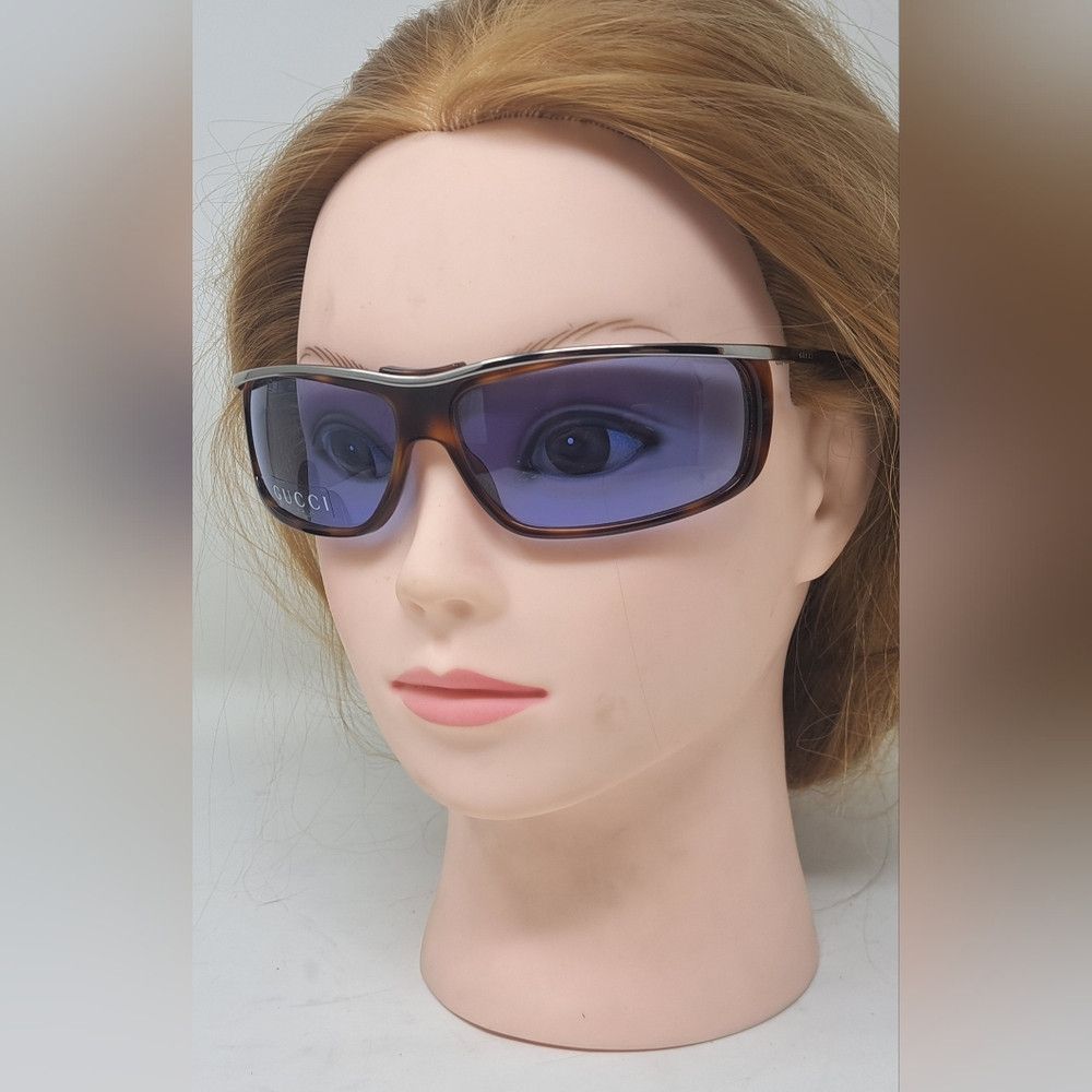 Gucci NWT Gucci Women's Sunglasses Vintage Y2K Wrap Havana Blue G Size ONE SIZE - 2 Thumbnail