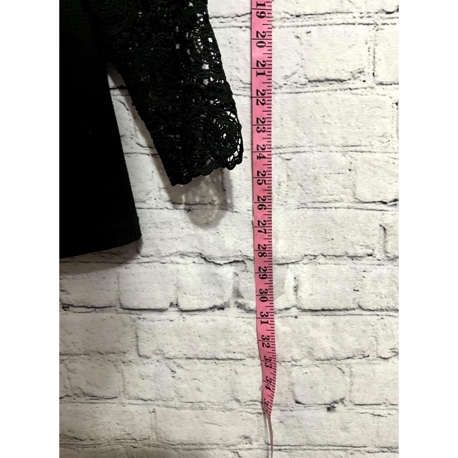 Vintage BloomChic Knit Top Black Button-Up Lace Sleeve Detail V-Neck Long Sleeve 12 Womens Size XL / US 12-14 / IT 48-50 - 5 Thumbnail