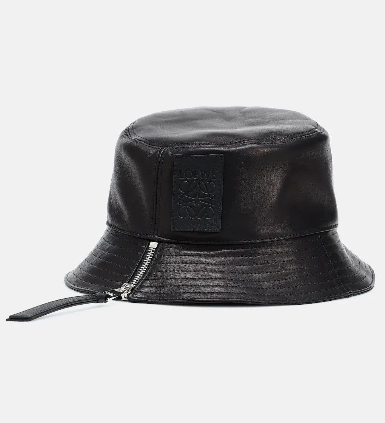 image of Loewe Black Leather Bucket Hat, Men's