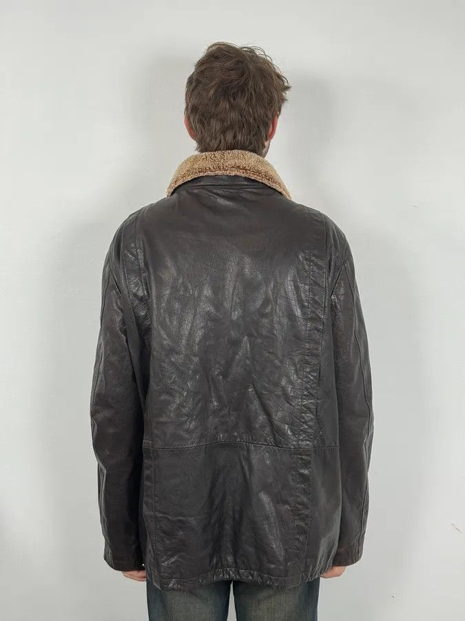Emporio Armani AW2008 Emporio Armani Brown Avant-Garde Fur Collar Leather Jacket Size US L / EU 52-54 / 3 - 4 Thumbnail