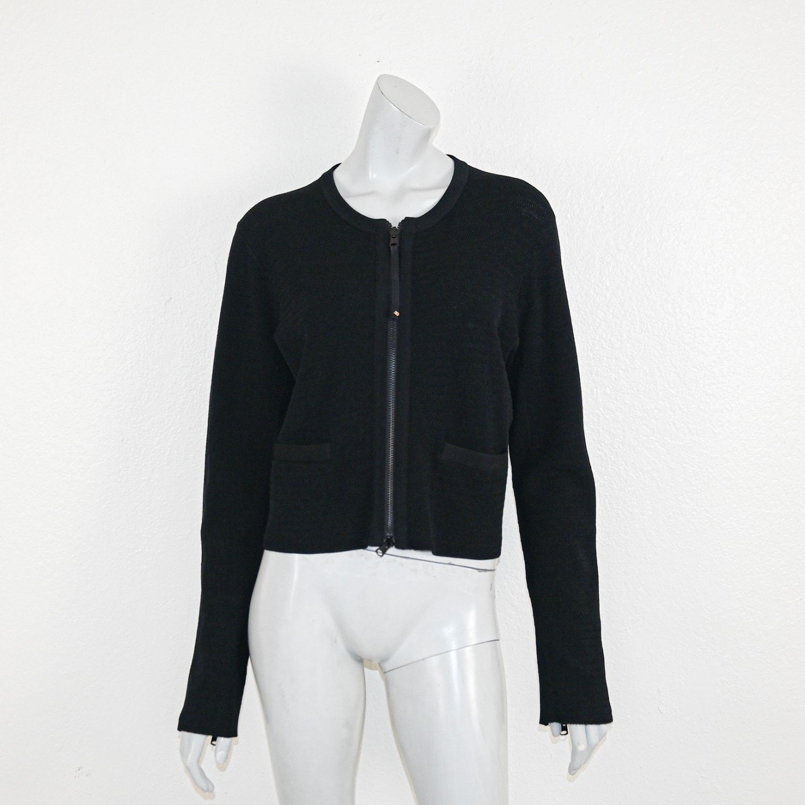 St. John ST. JOHN Collection $895 Black Zip Front Knit Jacket Large Size L / US 10 / IT 46 - 4 Thumbnail