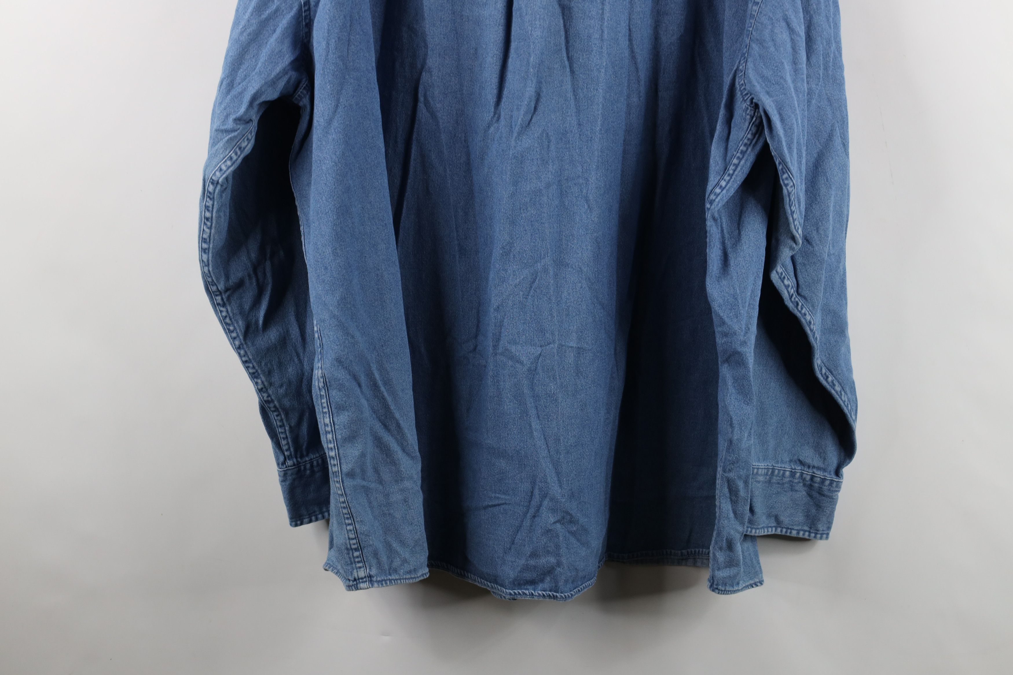Vintage Vintage 90s Streetwear Denim Jean Collared Button Down Shirt Size US XXL / EU 58 / 5 - 15 Thumbnail