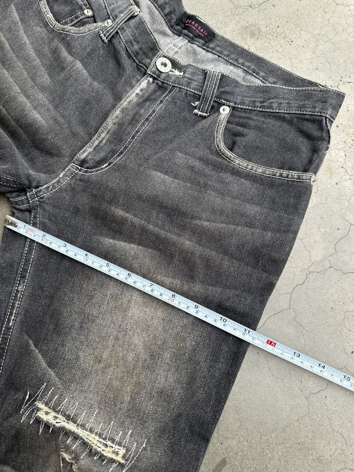 Designer Japanese Brand Zero Sail Distressed Claw Mark Flare Denim Size US 28 / EU 44 - 13 Thumbnail
