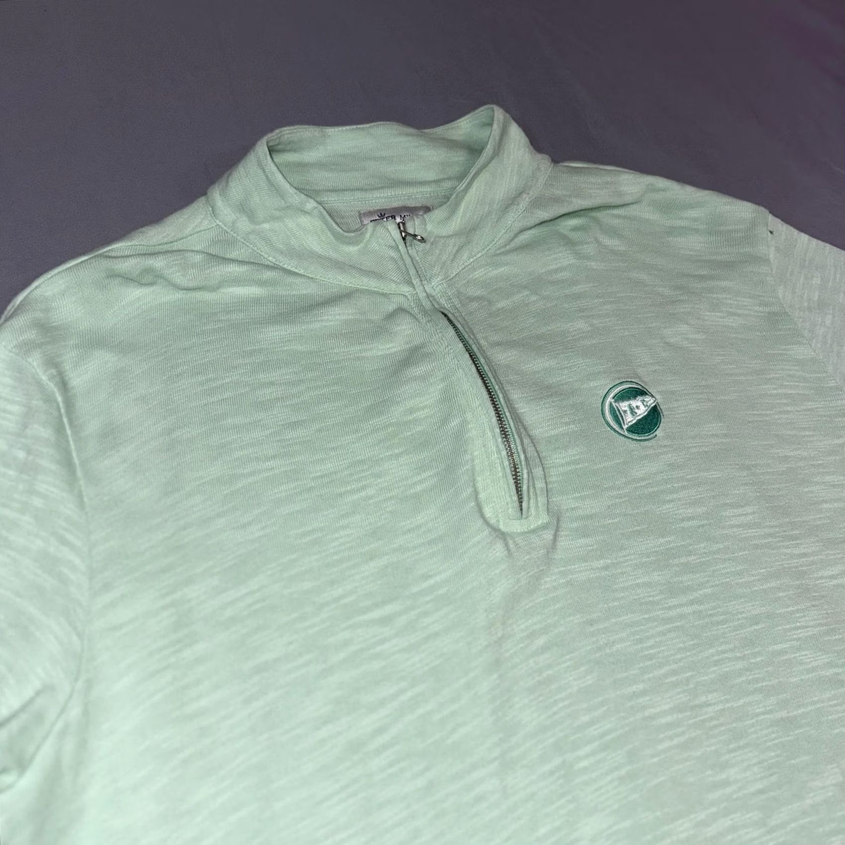 Peter Millar Peter Millar Sweater Mens XL Light Green Quarter Zip 100% Cotton Golf Pullover Size US XL / EU 56 / 4 - 2 Thumbnail