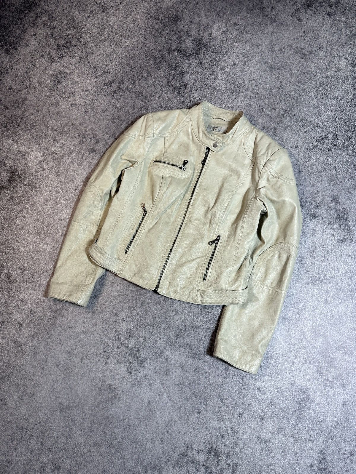 Other Y2k Vintage Leather Jacket White Avant Garden Alt Style VTg Size M / US 6-8 / IT 42-44 - 1 Thumbnail