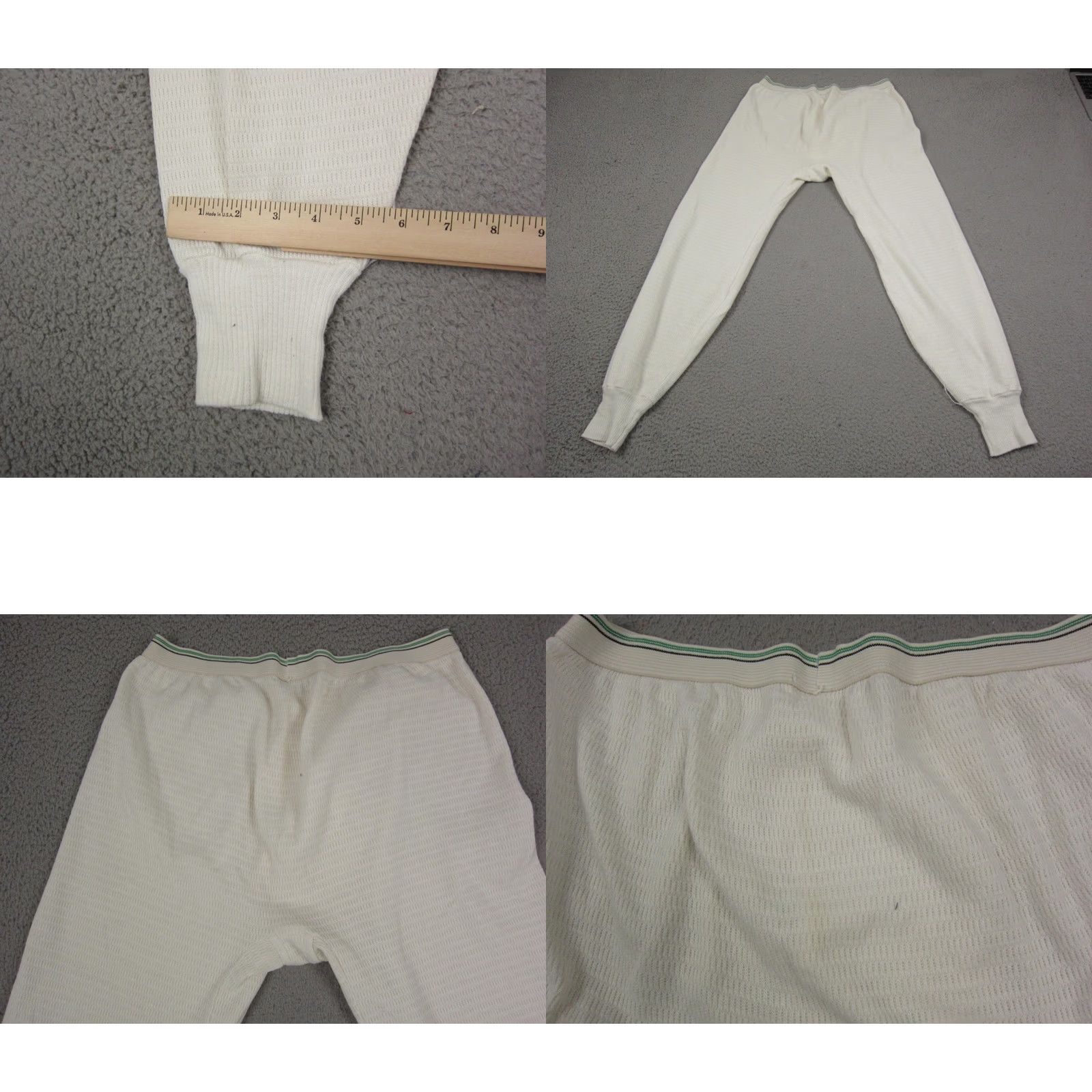 Hanes Vintage Hanes Pants 2XL White Thermal Waffle Knit Sweatpants Mens 80s Winter Base Layer Cotton Polyester Regular Fit Size US 39 - 9 Thumbnail