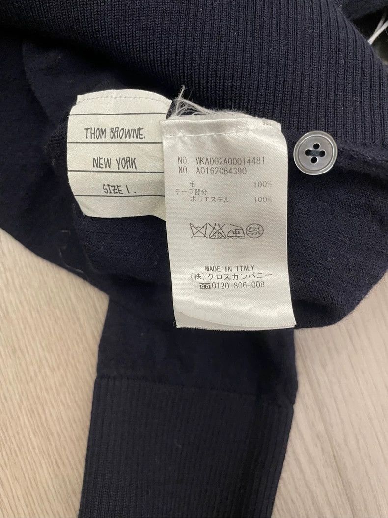 Thom Browne Thom browne Dark blue four-striped round-neck wool sweater Size US S / EU 44-46 / 1 - 6 Thumbnail
