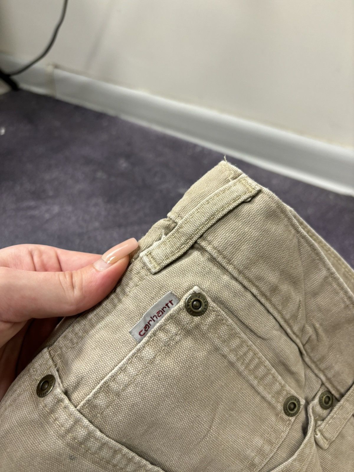 Carhartt Vintage 90s Carhartt Cream Work Hype Carpenter Baggy Pants Size US 38 / EU 54 - 10 Thumbnail