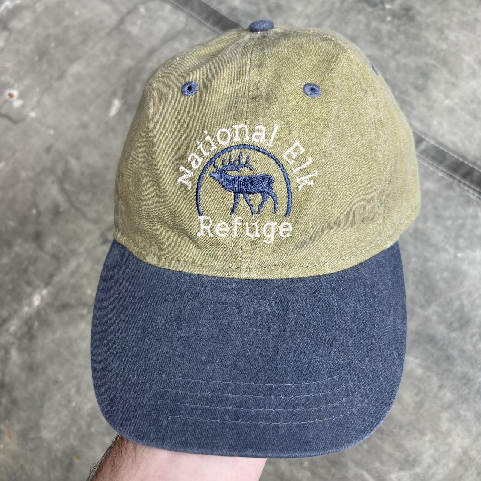 Vintage Vintage Y2K Embroidered National Elk Refuge Khaki Green Hat Size ONE SIZE - 1 Thumbnail