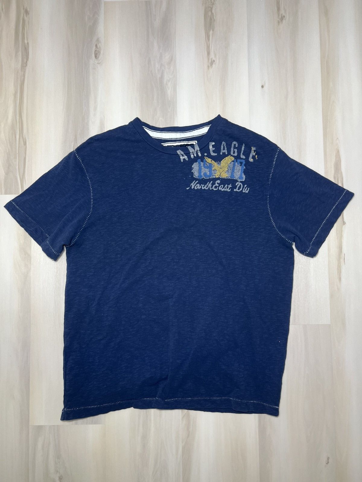 American Eagle Outfitters Y2K American Eagle Men’s Sz Med Navy S/S Tee Double Sided Size US M / EU 48-50 / 2 - 1 Thumbnail