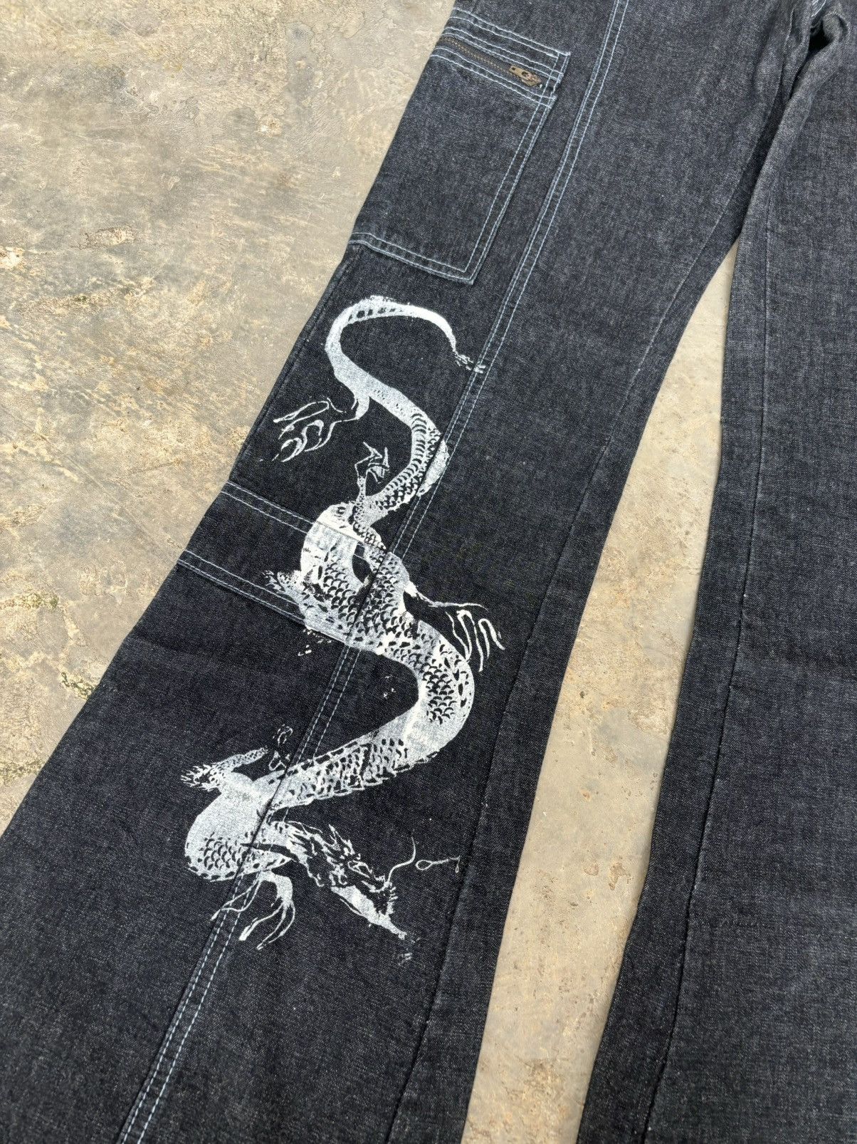 If Six Was Nine × Japanese Brand × Tornado Mart Flare Jeans Japanese Dragon Cargo Style Bootcut Size US 29 - 3 Thumbnail
