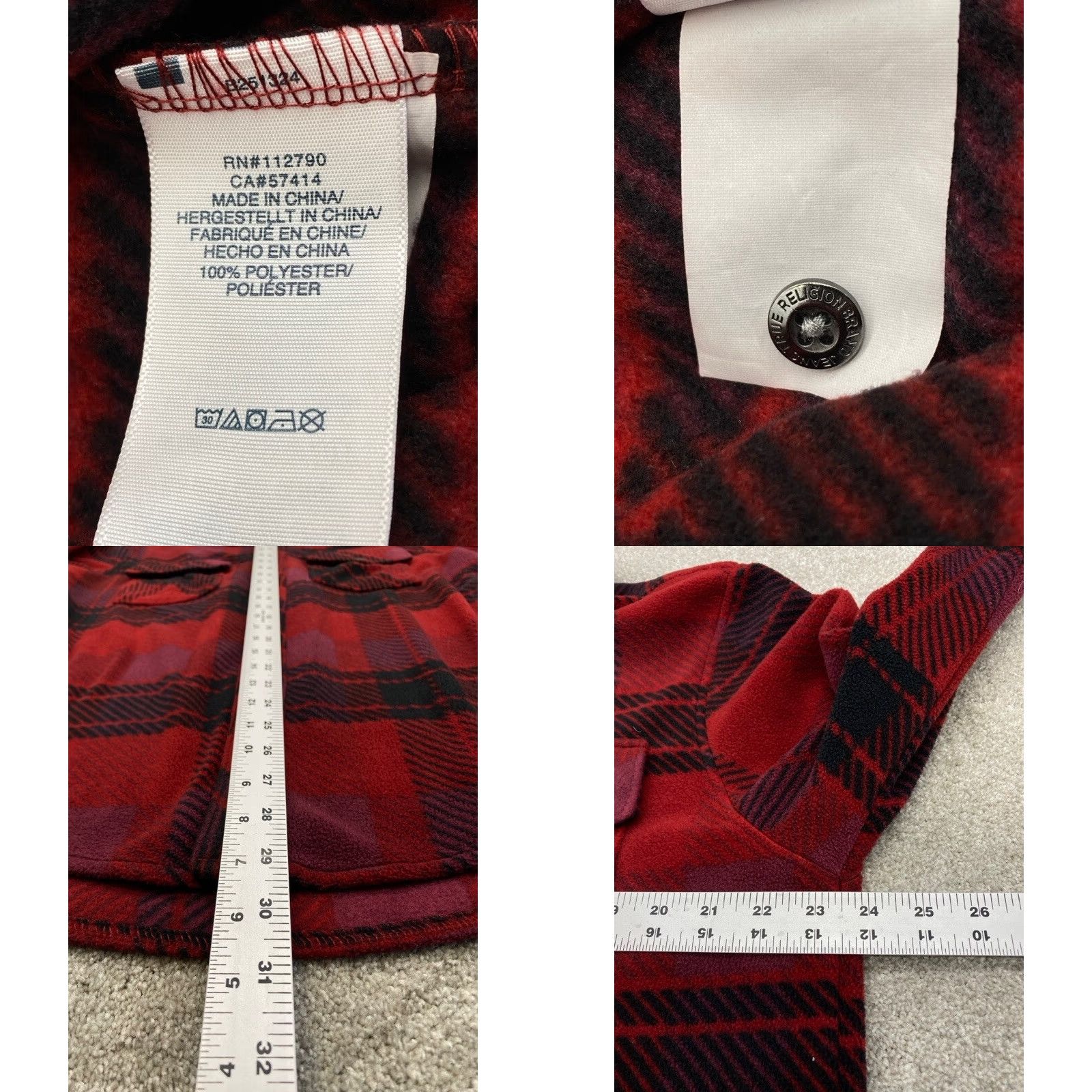True Religion VINTAGE True Religion Shacket Women's M Red Plaid Polar Fleece Snap Buttons 5886 Size M / US 6-8 / IT 42-44 - 8 Thumbnail