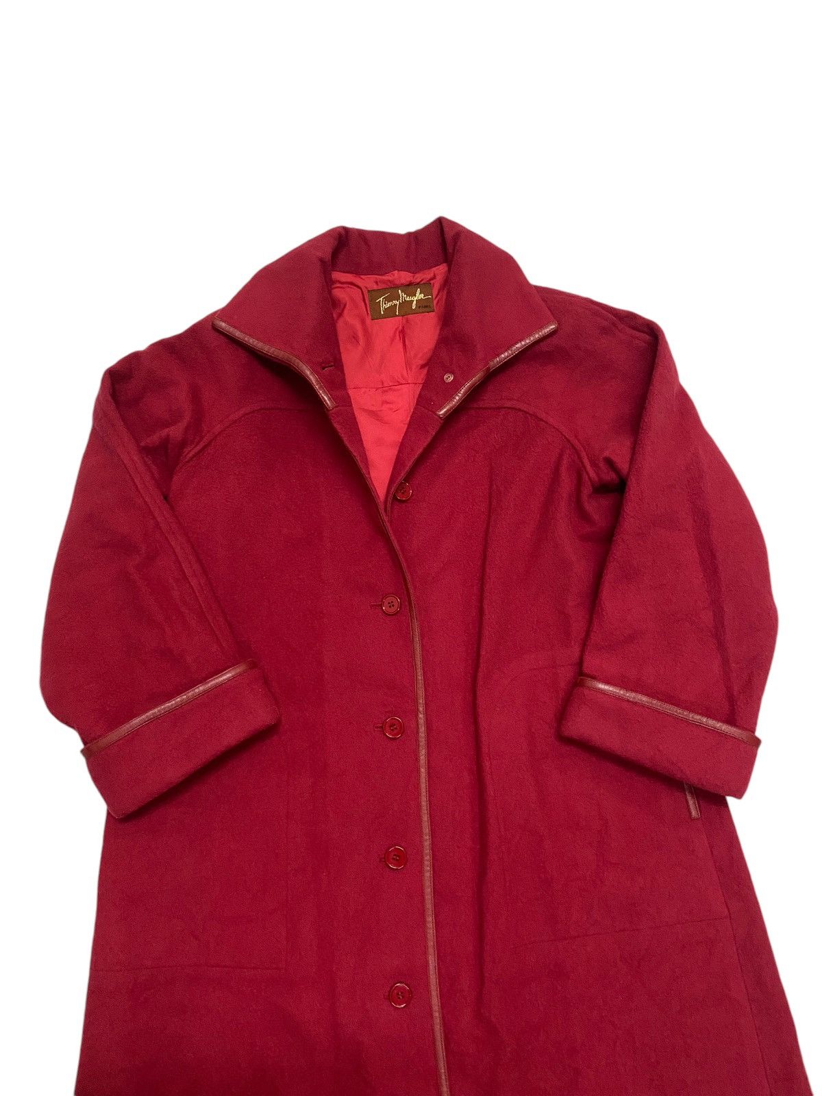 Thierry Mugler Thierry Mugler Red Wool Overcoat Size M / US 6-8 / IT 42-44 - 2 Thumbnail