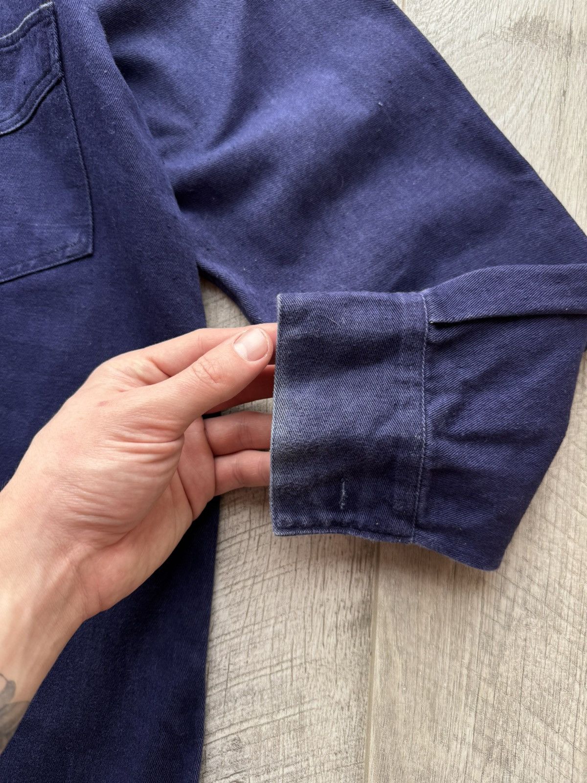 Vintage Soft Dark Blue Work Shirt by Scottcraft Washed Cotton Twill Size US L / EU 52-54 / 3 - 4 Thumbnail