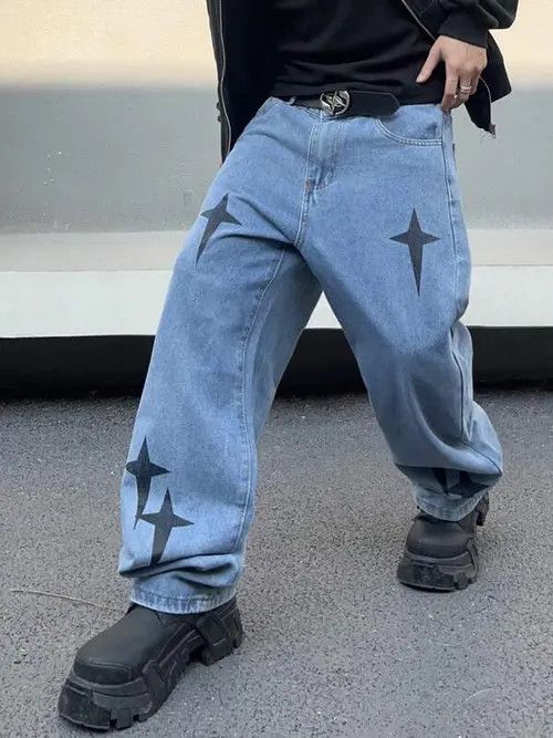 Jean Washed Baggy Denim Jeans Graphic Skate Size US 34 / EU 50 - 1 Thumbnail