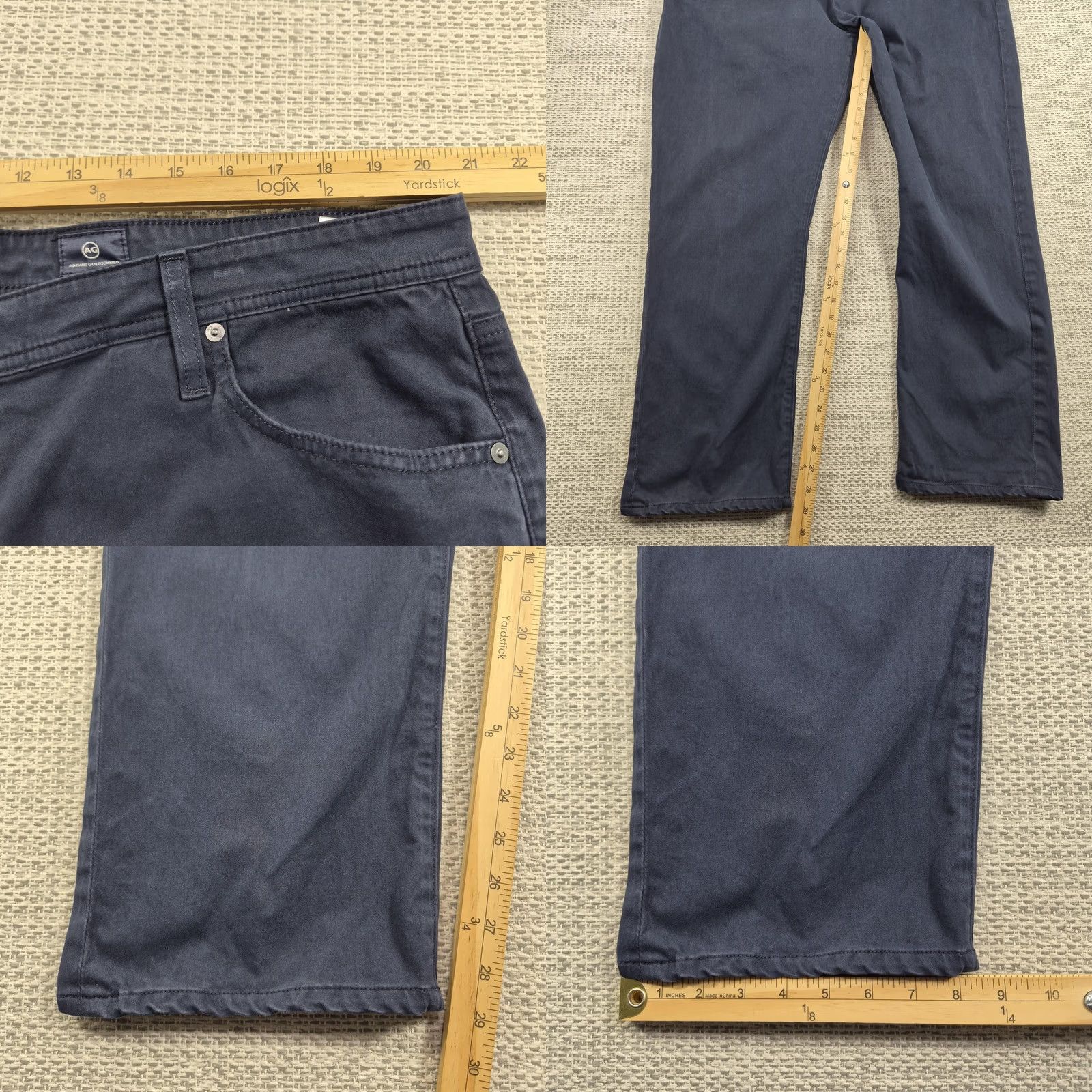 Vintage AG Adriano Goldschmied Everett Slim Straight Stretch Jeans Mens 42x32 Blue Dark Size US 42 / EU 58 - 8 Thumbnail