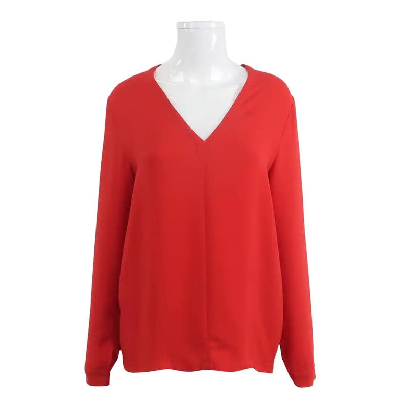 Max Mara MaxMara Red Silk Women's Shirt Size L 0089 Size L / US 10 / IT 46 - 1 Thumbnail