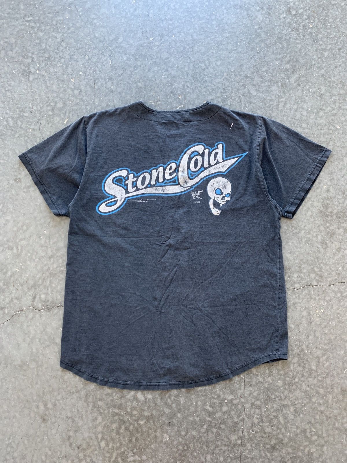 image of Crazy Vintage 90's Stone Cold Jersey Faded Oversized in Faded Black, Men's (Size XL)