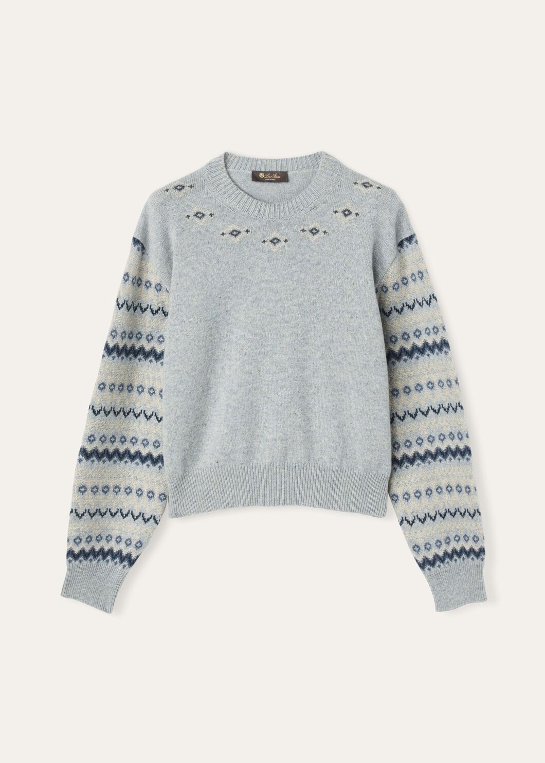 Loro Piana o1w1db10825 FAO5140 Alpe Pile Crewneck Sweater in Light Blue Size L / US 10 / IT 46 - 1 Thumbnail