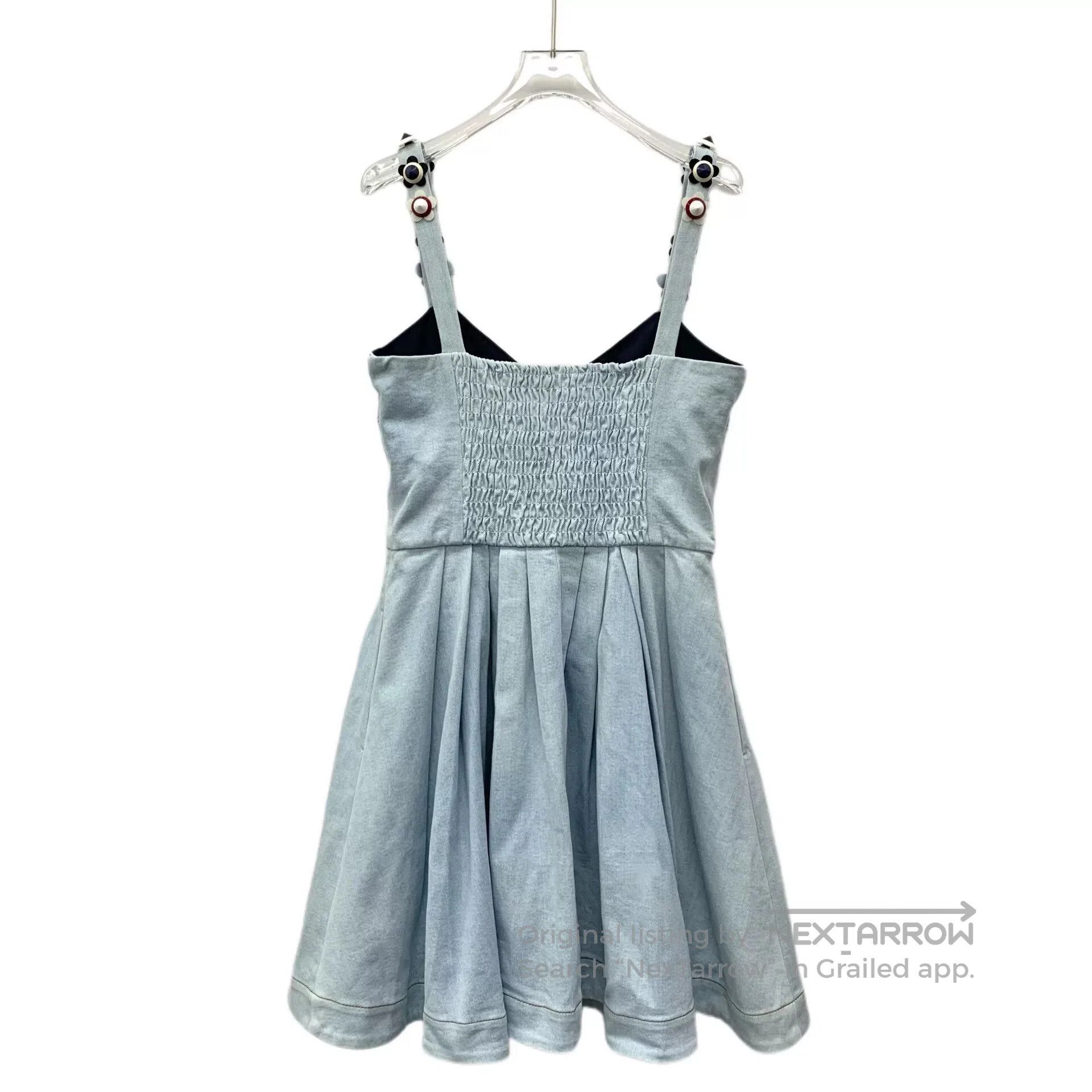 Fendi Fendi Light Blue Floral Cotton Denim Dress. Size M / US 6-8 / IT 42-44 - 2 Thumbnail