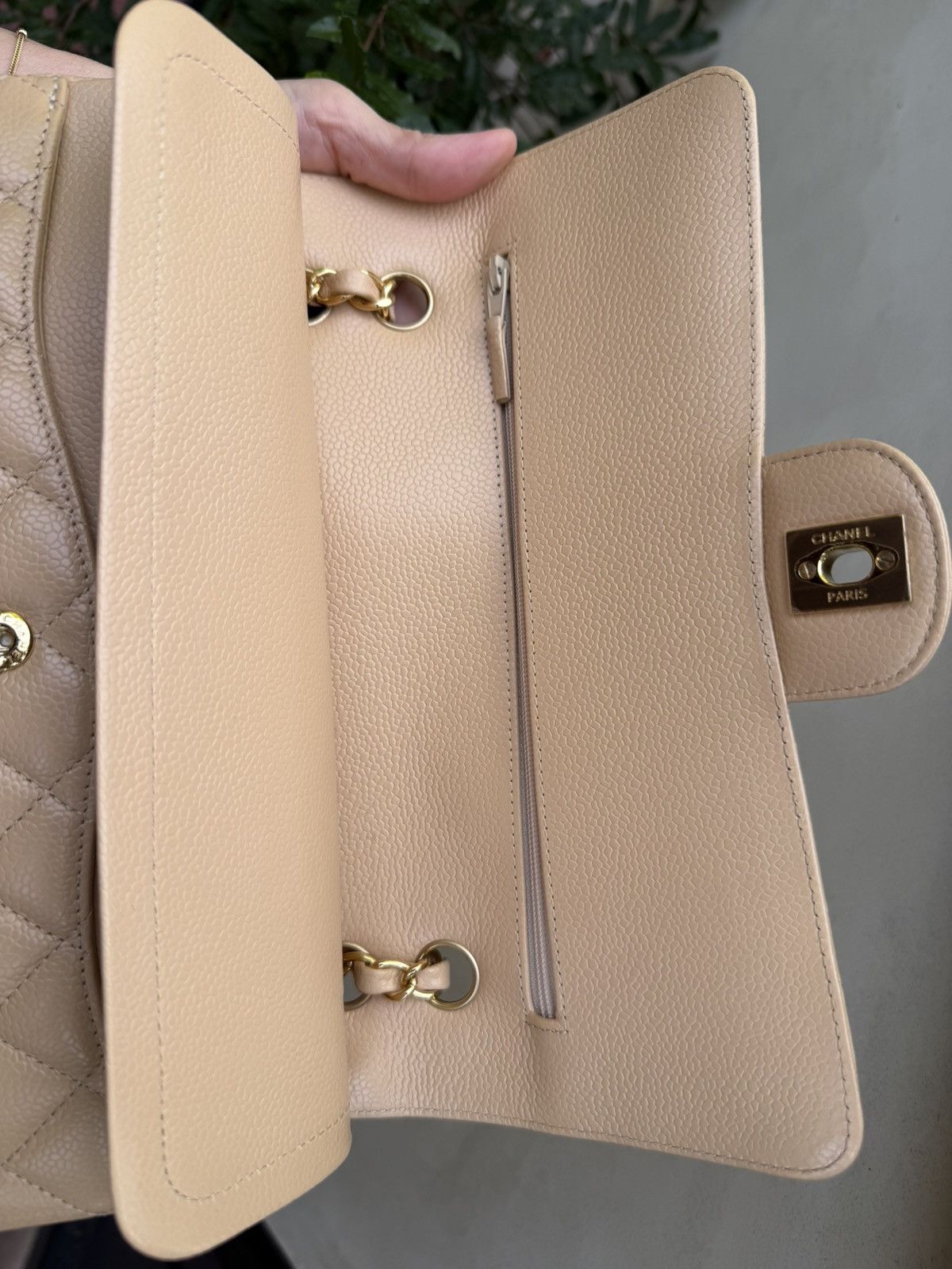Chanel CC CLASSIC MEDIUM DOUBLE FLAP CAVIAR BEIGE GHW, 100% AUTH Size ONE SIZE - 4 Thumbnail